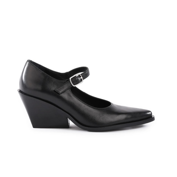 434. SEYCHELLES Sparks Leather Black Mary Jane Pointed Heel $149 EUC Sz 6 - Picture 1 of 4